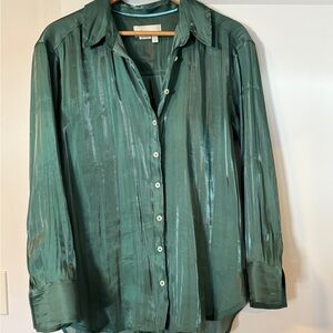 Anthropologie Iridescent Green Button Down